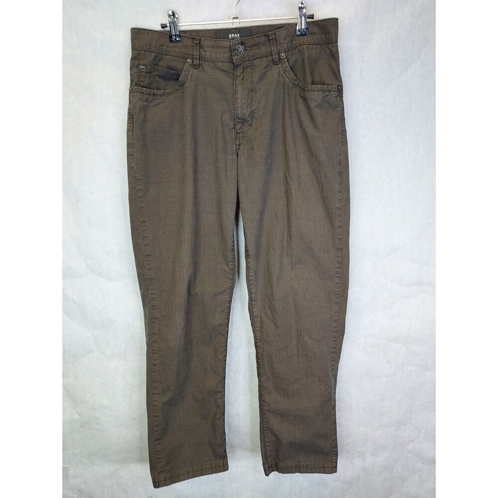 Brax Feel Good Cadiz Straight Fit Men's 32x27 Brown Pants Canvas Stretch Hemmed
